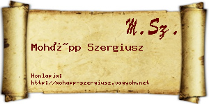Mohápp Szergiusz névjegykártya